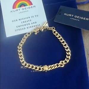 KURT GEIGER Gold Curb Chain Eagle Bracelet